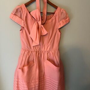 Anthropologie BHLDN Hitherto Pink Bow Tie Waist Dress